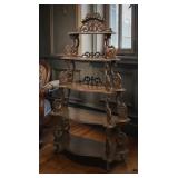 Antique Ornate Walnut Display Shelf w/ Dragons