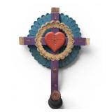 Vtg Mexican Cross Signed Martha Silva Wood &