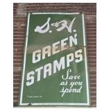 2-Sided Vintage Enamel Green Stamps Sign