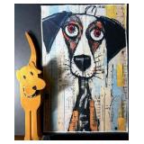 21' Vintage Wooden Doggie Doorstop and Artistic