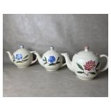3 Vtg Floral Shawnee Teapots