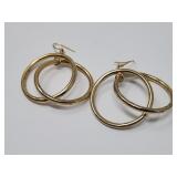Sterling Silver Double Hoop Earrings Gold Color