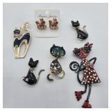 MODERN KITTY CAT BROOCHS & EARRINGS