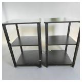2- BLACK END TABLES 23' HIGH, 15' WIDE & 11.5'