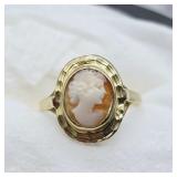 14K YELLOW GOLD CAMEO RING SZ 6.5