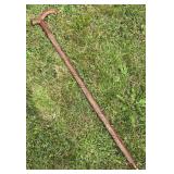 Vintage 3ï¿½ Carved Wood African Cane w Brass Tip