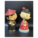 Pair of Vintage Asian Nodders / Bobbleheads ,