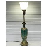 Mid Century Rembrandt Lamp Teal w/ Gold Spatter,