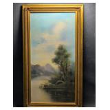 Original Chalk Landscape Painting, Framed Under