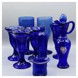 COBALT BLUE GLASSWARE YOP HAT ASHTRAY, ICE CREAM