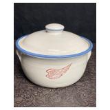 RED WING POTTERY COVERED CASSEROLE BEAN POT