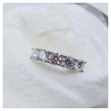 GRA 925 SILVER SZ. 5.75, MOISSANITE CLEAR STONE