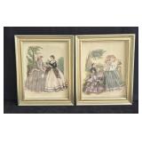 Pair of Vintage 3-D Victorian Prints - Framed