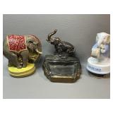 Cast Bronze Elephant Coin Tray, Porcelain Music