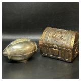 Vintage Metal Coin Banks Pirate Chest & Football