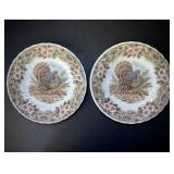 Pair Queenï¿½s Myott Thanksgiving Turkey Plates 8'