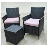 3 PC. PATIO CHAIR & TABLE SET TABLE 16' X 16' X