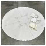 Vintage Table Linens, Round Tablecloth,