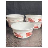 5 VINTAGE HAZEL ATLAS PLATONITE MILK GLASS BOWLS