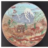 Gold Mining Pan w HP Folk Art Landscape