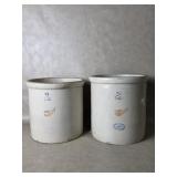 Pair Of Red Wing Union Stoneware Crocks No. 2