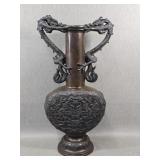 Large Bronze Japanese Vase / Topper - Dragons