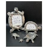 Pewter Turtles Picture Frames, Dish +