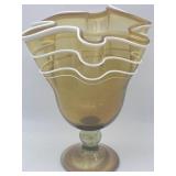 VINTAGE HAND-BLOWN AMBER ART-GLASS HANDKERCHIEF