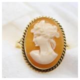 18K YELLOW GOLD ANTIQUE CAMEO RING SZ 9
