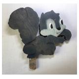 Handmade Squirrel Yard Art Painted Wood w Stake
