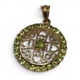 Sterling Silver Peridot Pendant Gold Plated