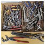 Two Flats of Channel Locks, Pliers, & Vise Grips