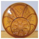 Indiana Amber Glass Deviled Egg & Relish Tray