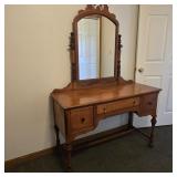 Antique Tiger Maple Vanity w/ Mirror