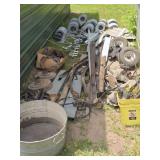 Scrap Metal Pile Between Sheds