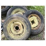 Three 4-Lug Farm Implement Wheels & Tires