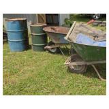 Two Wheel Barrows & Two Barrels +