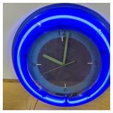 90s Blue Neon Clock by Enhance