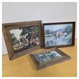 Small VIntage Mill Scene / Art Trio