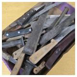 Flat of Vintage Knives & Sharpening Stones