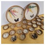 Vintage Boho Butterfly & Bamboo Trays / Coasters