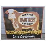 Lg Ruchti Bros. Porcelain Enamel Baby Beef Sign