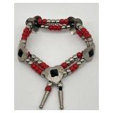 WESTERN ANKLET? DOUBLE STRANDED RED & SILVER