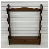 Vtg Wall Mount Wood Rifle Rack w/ Key for Door