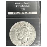 1922 SILVER PEACE DOLLAR COIN PHILADELPHIA MINT