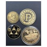 4 COMMEMORATIVE COINS MEDALLIONS