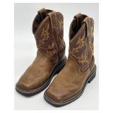 JUSTIN SQUARE TOE COWBOY WORK BOOTS FOR KIDS SIZE