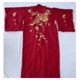 Vintage Red Silk Hayashi Kimono w Gold & Silver