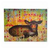 Signed Contemporary Calf Painting on Canvas