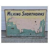 Dbl Sided "Milking Shorthorns" Enamel Sign